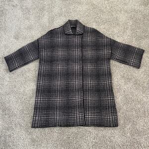 She's So Coat Gray Merino Wool Long Sleeve Geometric Oversized Women's 42 US 6-8